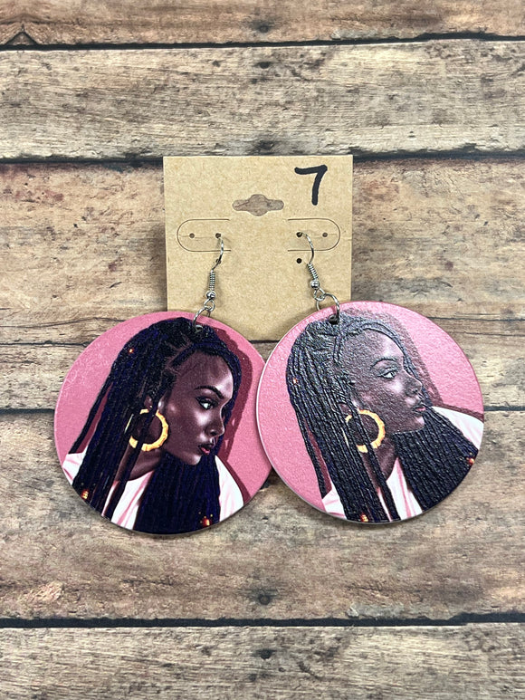EARRINGS  - PINK WITH BRAIDS